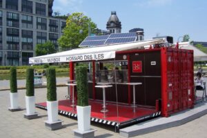 container cafe minimalis, kontainer toko, desain cafe container mini