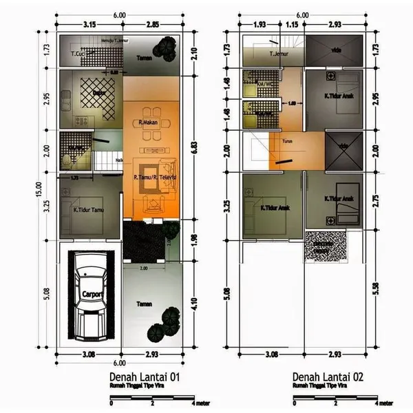 Desain Rumah 2 Lantai Luas Tanah 90 M2