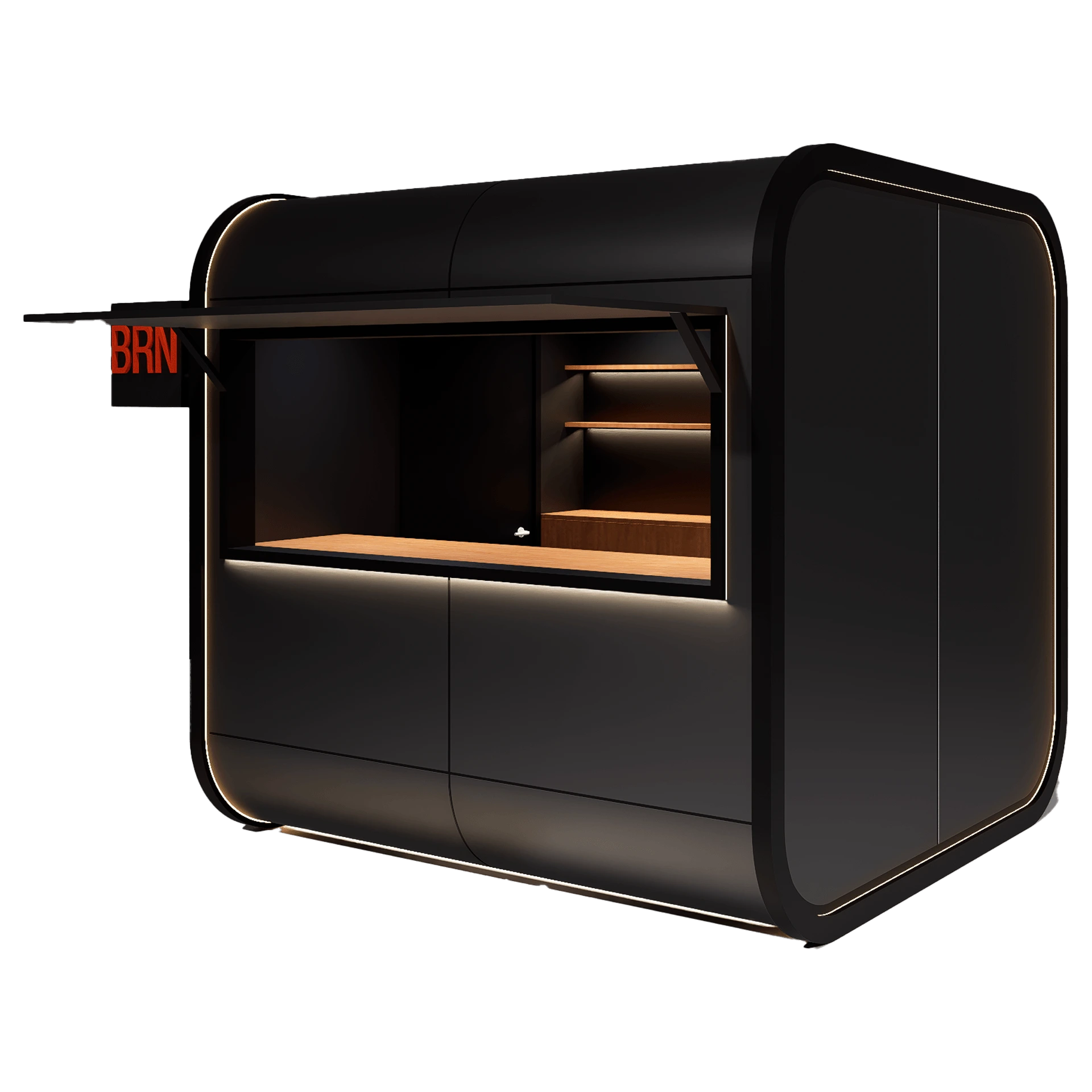 Booth Kopi Minimalis dengan Konsep Portable 2 Desain Booth Tenant Jualan ModPOD Cafe 1
