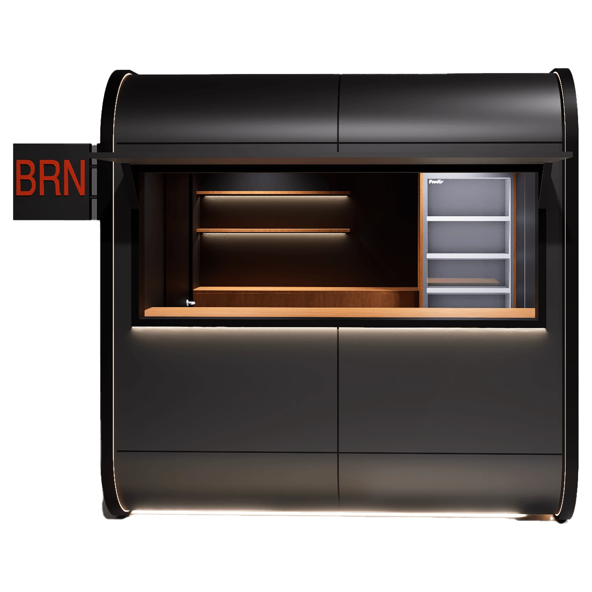 Booth Kopi Minimalis dengan Konsep Portable 3 Desain Booth Tenant Jualan ModPOD Cafe 2
