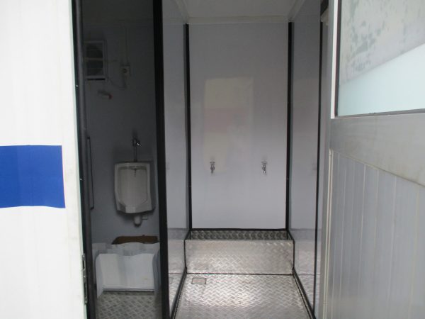 20' Male Toilet Container (White & Blue Stripe)