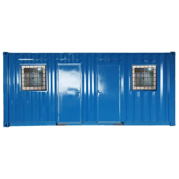 Modification of 20' Office Container 2 Front Windows (Blue)