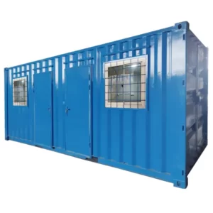 20' Office Container 2 Front Windows (Blue) Front 3