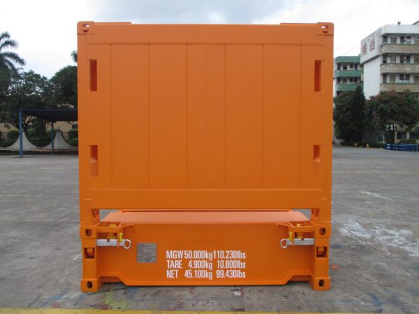 40' Flat Rack (Orange) kondisi terbuka ke atas view samping