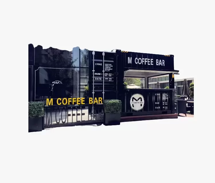 booth container warna hitam untuk coffee bar di Tambrauw